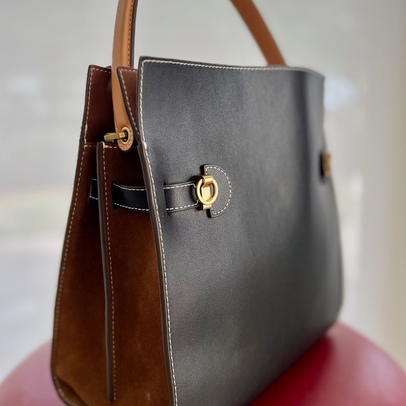 Elegant Black and Brown Leather Handbag - Picture 6 of 10